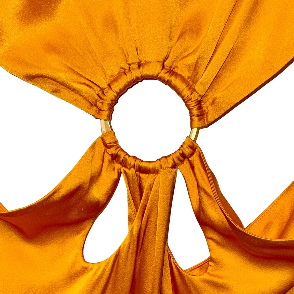 CULT GAIA JASMIN GOWN IN MARIGOLD AIR SATIN - Picture 6 of 11
